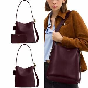Coach Bleecker Bucket Bag NWT Smooth Leather/ Merlot/ Brass